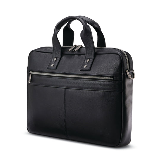 Samsonite Classic Leather Slim Brief Bag - Black