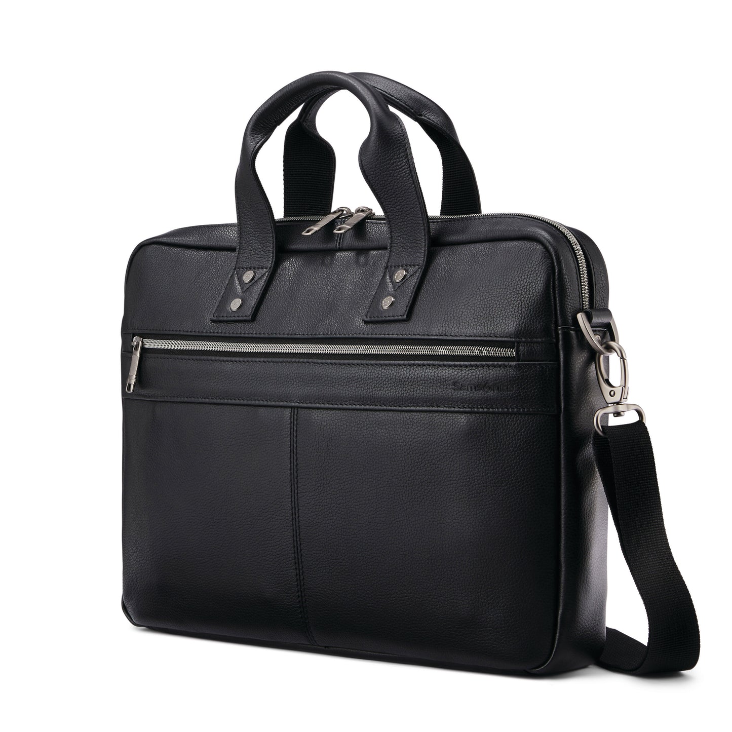 Samsonite Classic Leather Slim Brief Bag - Black