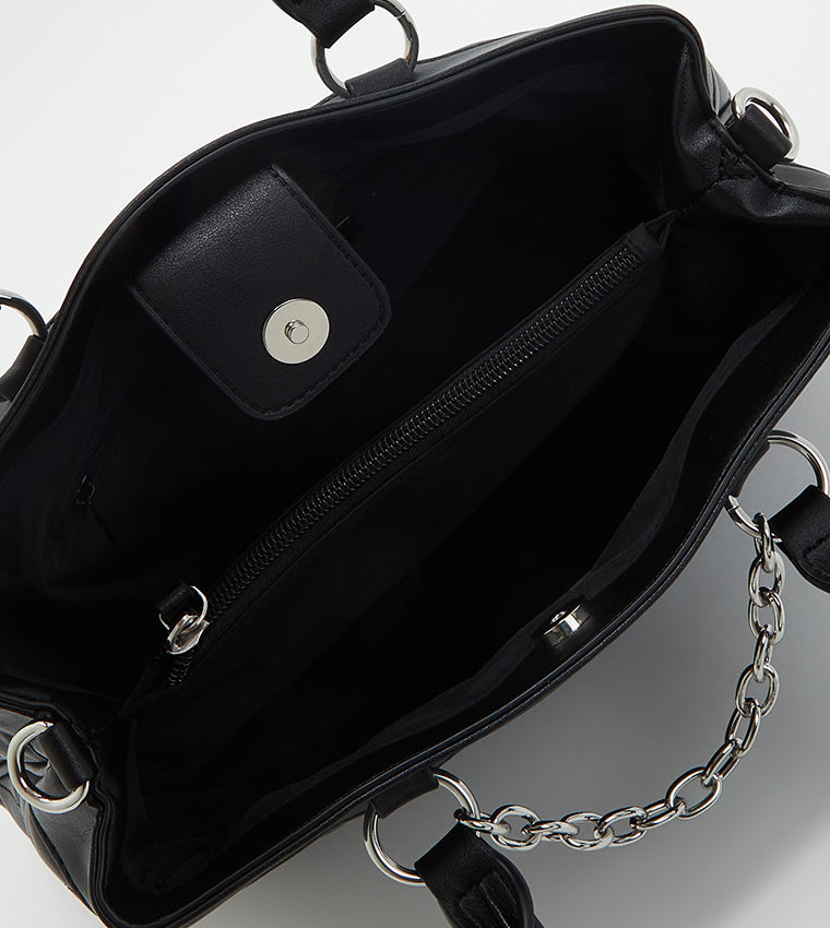 Sac cartable à fermeture à bouton-pression Nine West Judilee - Noir