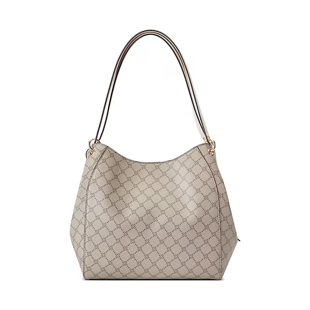 Nine West Meara 3 Comp Shoulder Bag - Beige Logo Milk