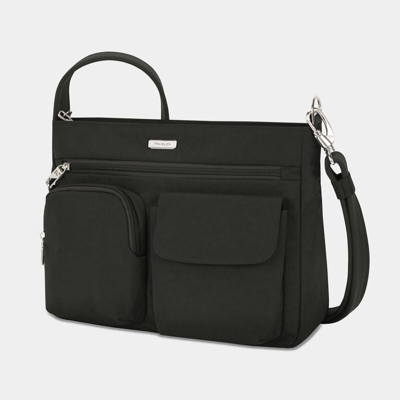 Sac à bandoulière Travelon Anti-Theft Essentials avec poche plaquée - Noir