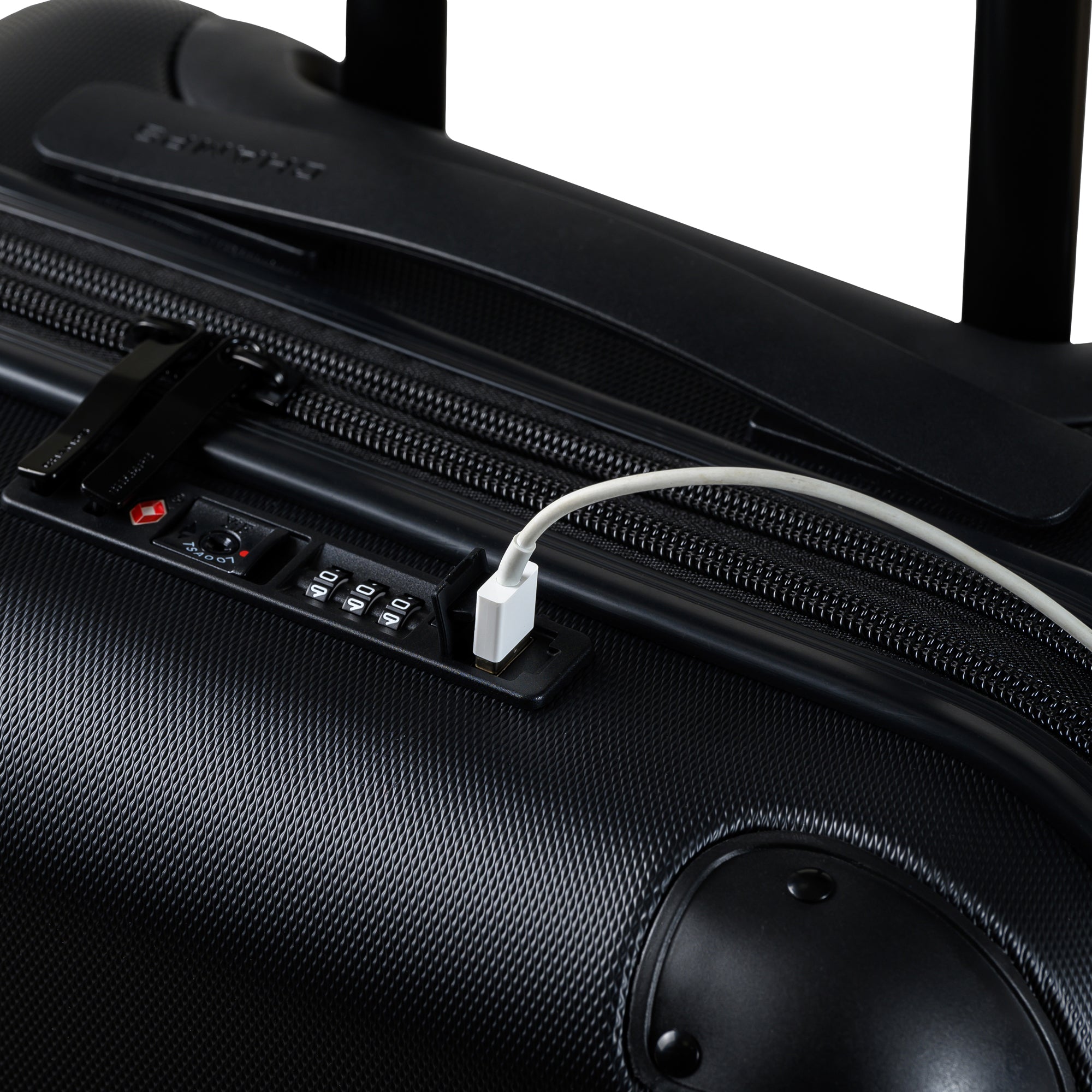 Valise à roulettes rigide noire vintage Champs