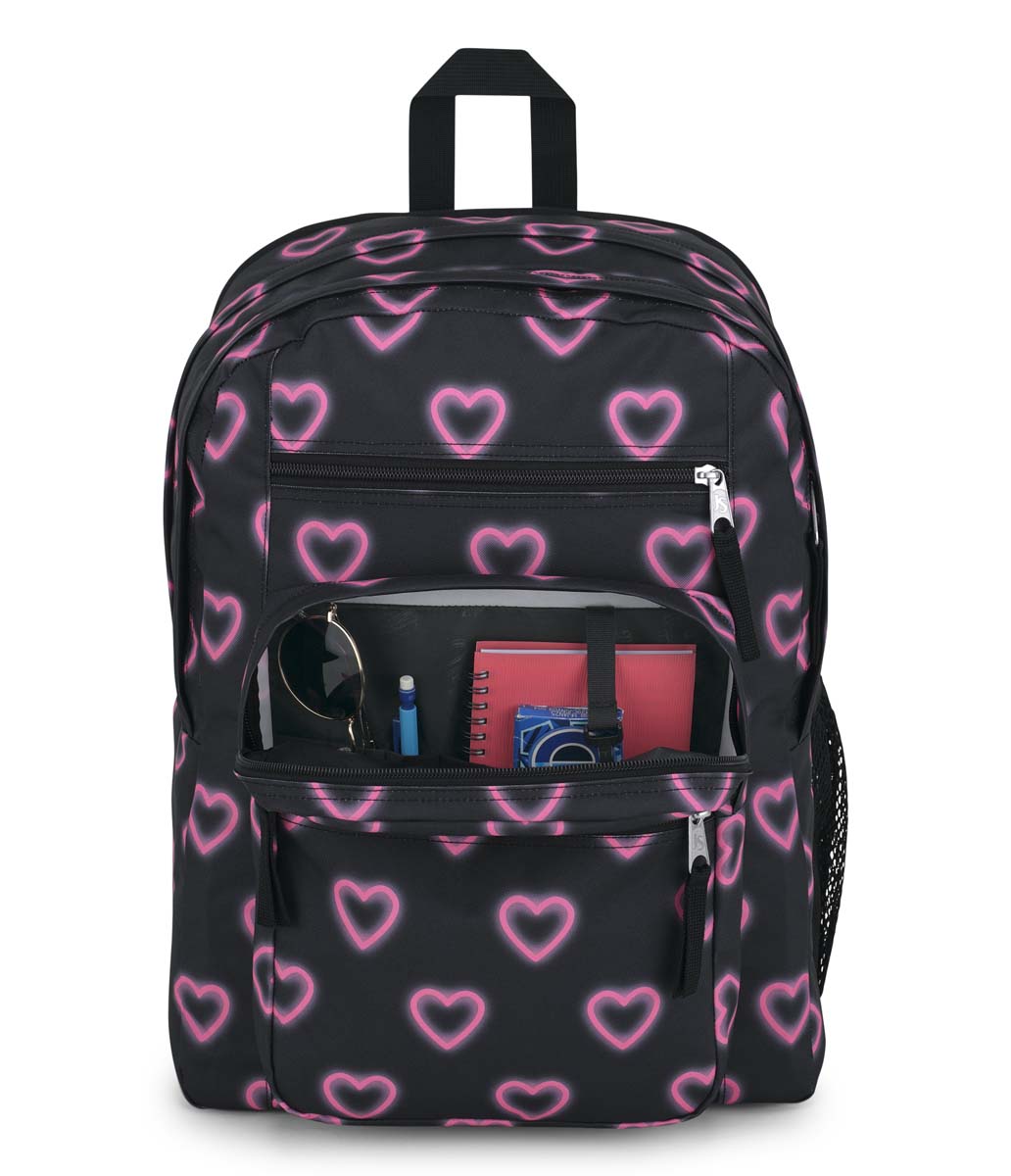 Jansport Big Student Backpack - Happy Hearts Black