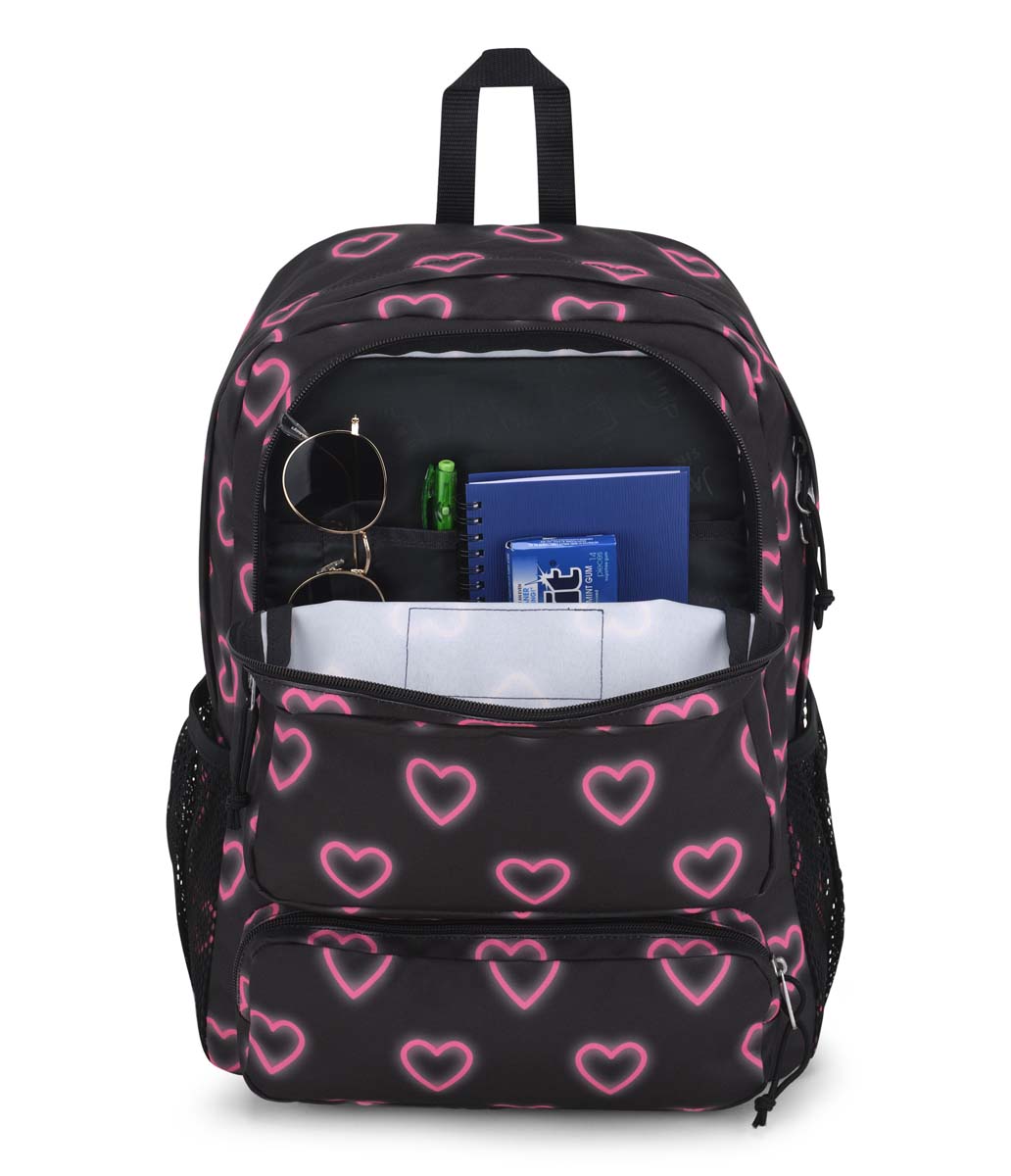 Jansport Doubleton Backpack - Happy Hearts Black