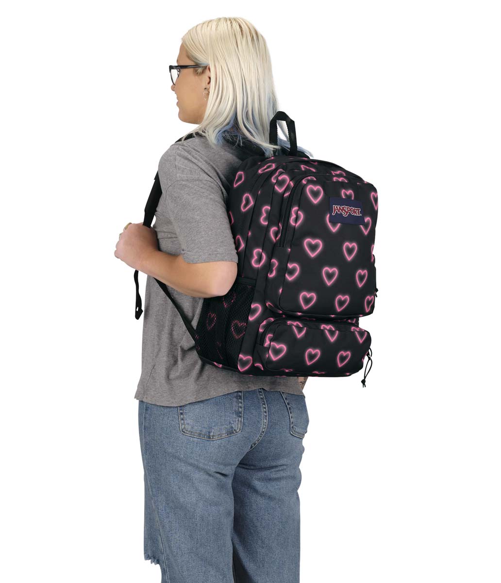 Jansport Doubleton Backpack - Happy Hearts Black