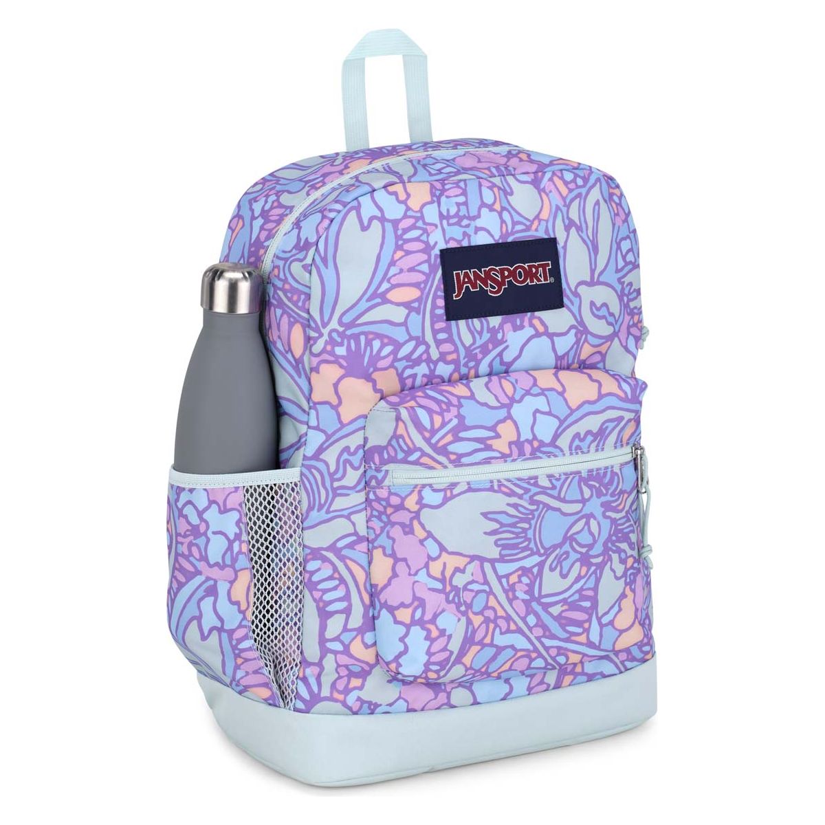 JanSport Cross Town Plus Laptop Backpack - Fluid Floral Pastel Lilac