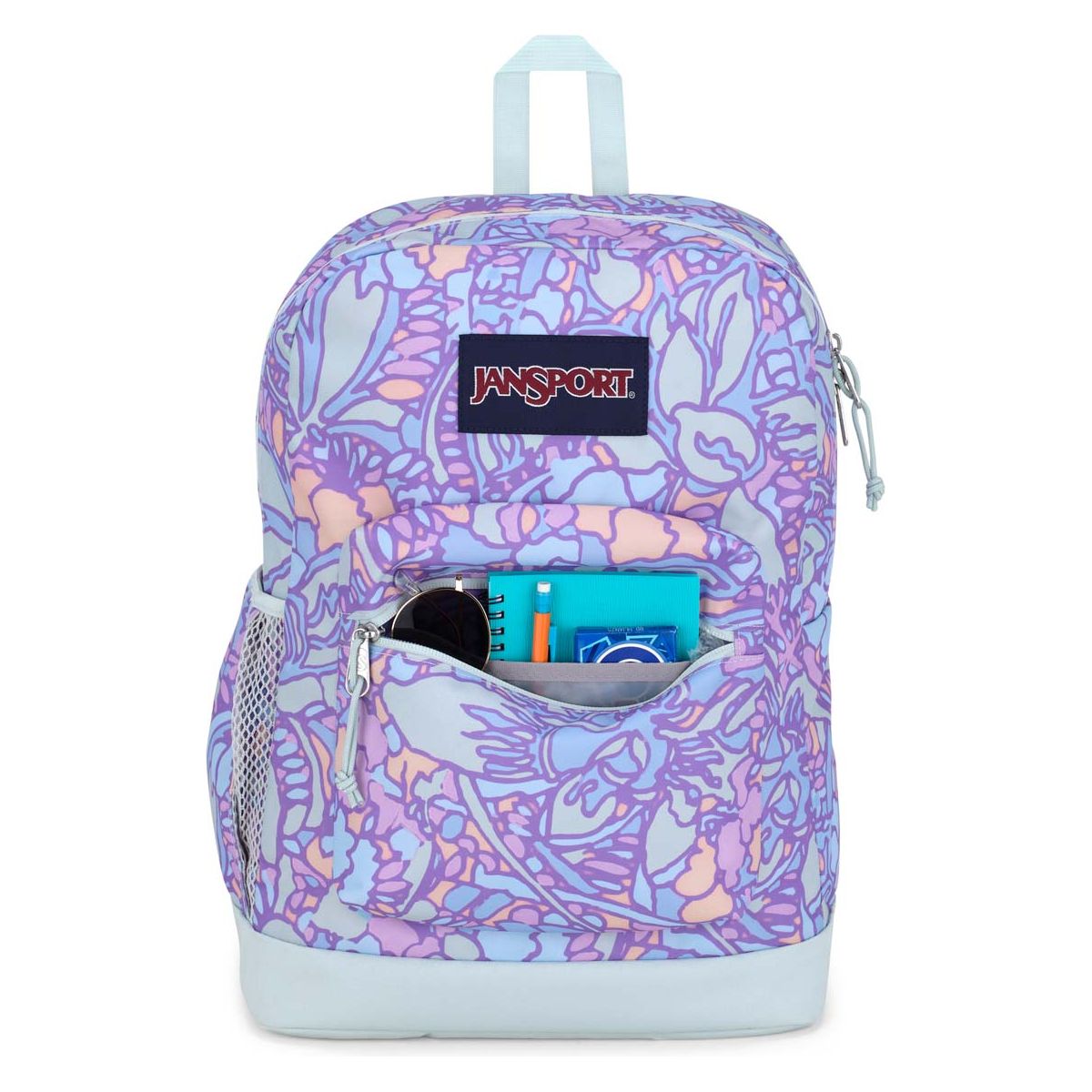 JanSport Cross Town Plus Laptop Backpack - Fluid Floral Pastel Lilac