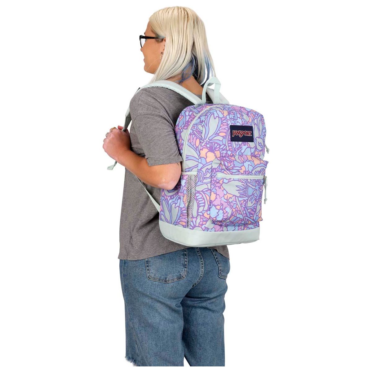 JanSport Cross Town Plus Laptop Backpack - Fluid Floral Pastel Lilac
