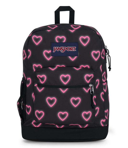 JanSport Cross Town Plus Laptop Backpack - Happy Hearts Black
