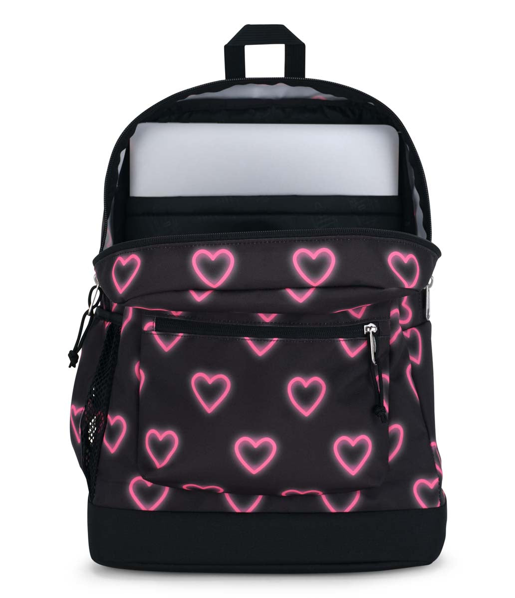 JanSport Cross Town Plus Laptop Backpack - Happy Hearts Black