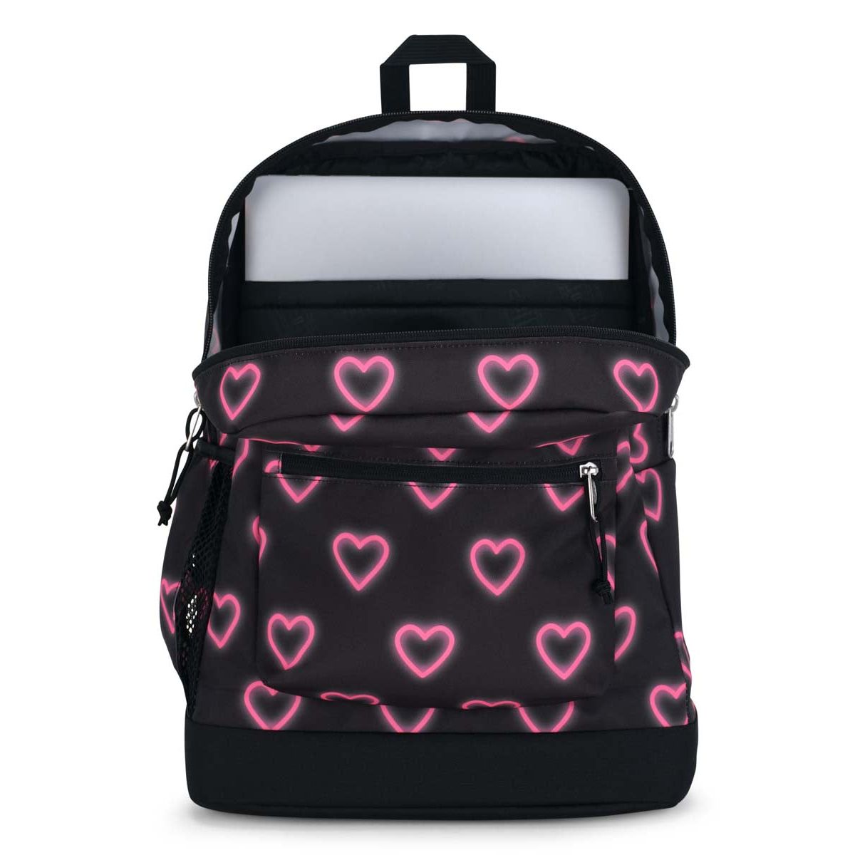 JanSport Cross Town Plus Laptop Backpack - Happy Hearts Black