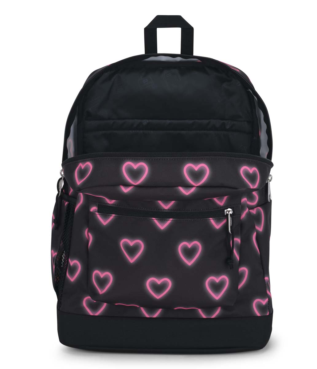 JanSport Cross Town Plus Laptop Backpack - Happy Hearts Black