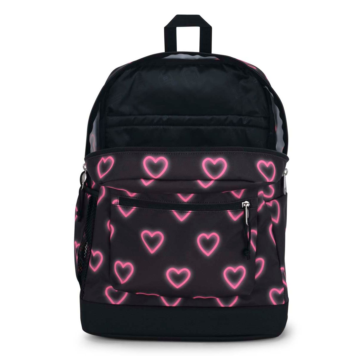 JanSport Cross Town Plus Laptop Backpack - Happy Hearts Black