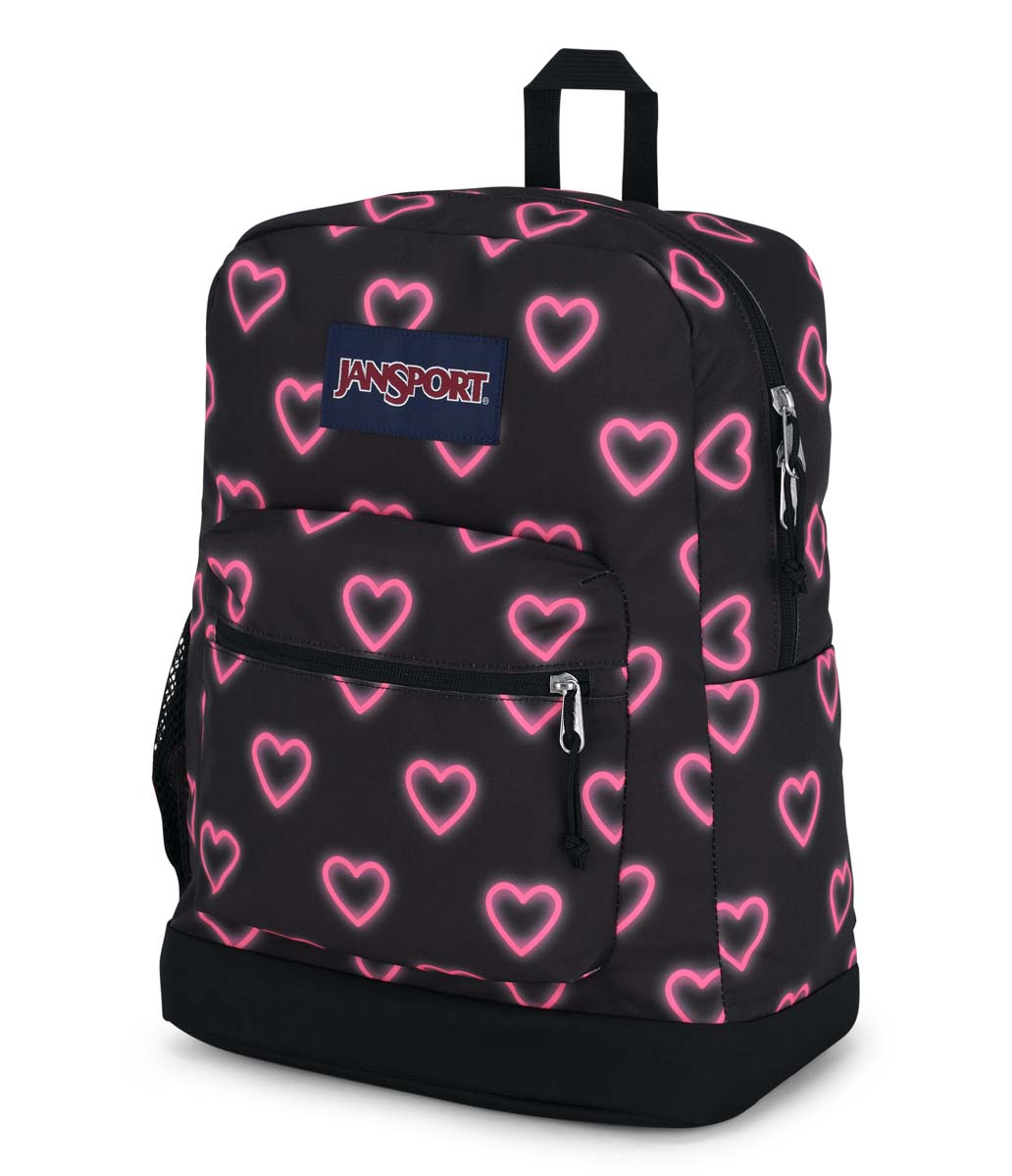 JanSport Cross Town Plus Laptop Backpack - Happy Hearts Black