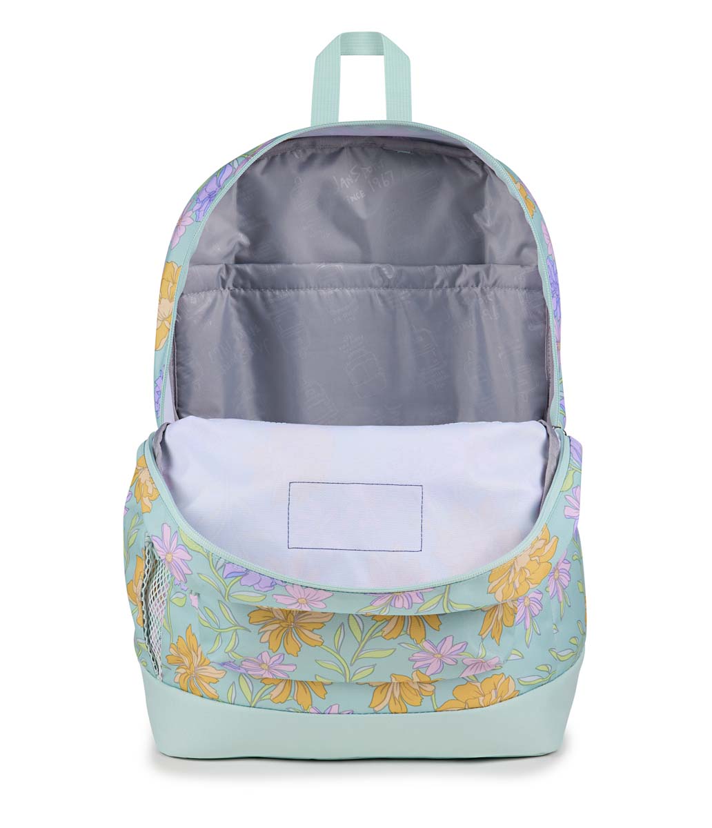 Sac à dos pour ordinateur portable JanSport Cross Town Plus - Menthe Fraîche Florale Décolorée