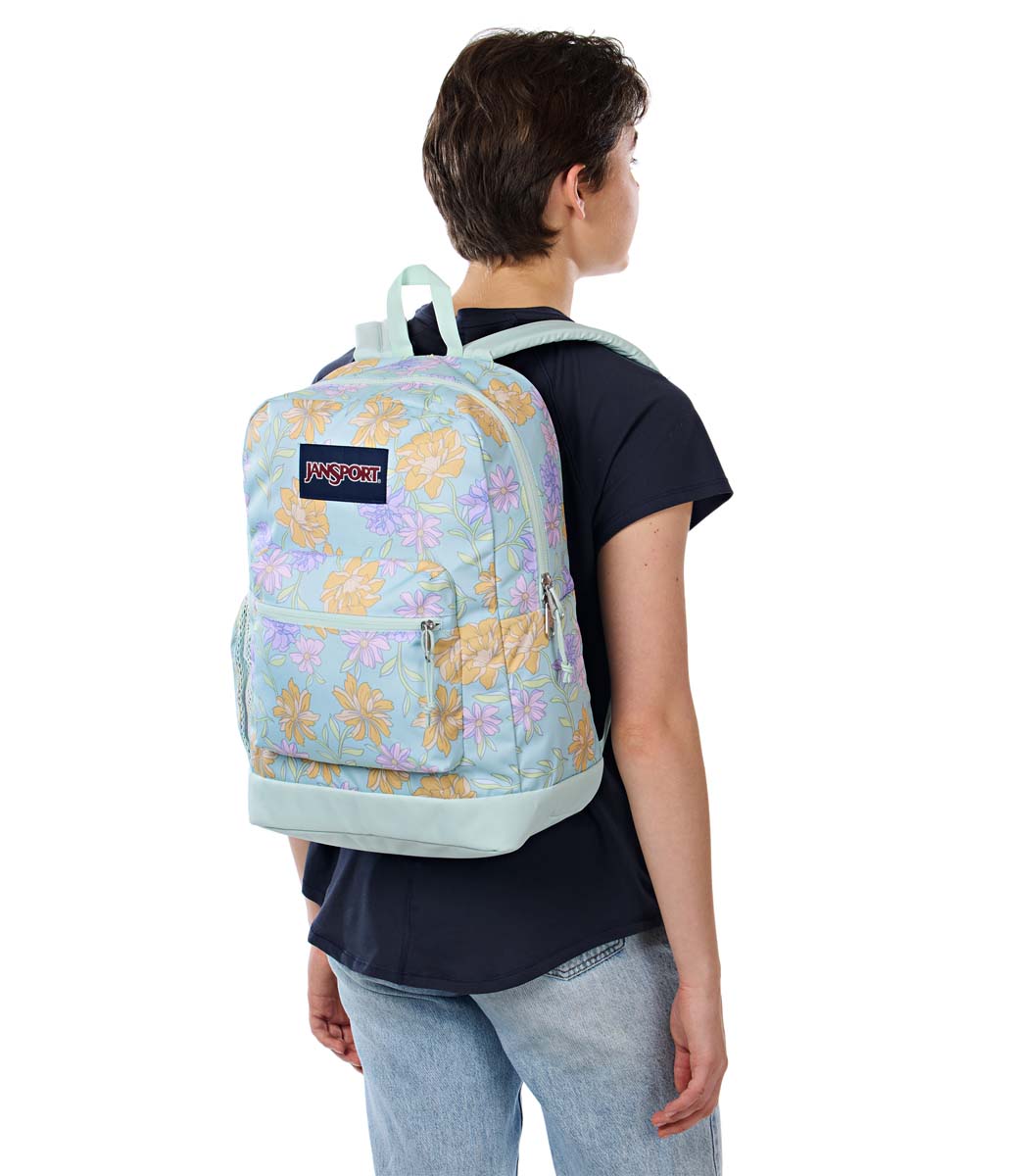 Sac à dos pour ordinateur portable JanSport Cross Town Plus - Menthe Fraîche Florale Décolorée