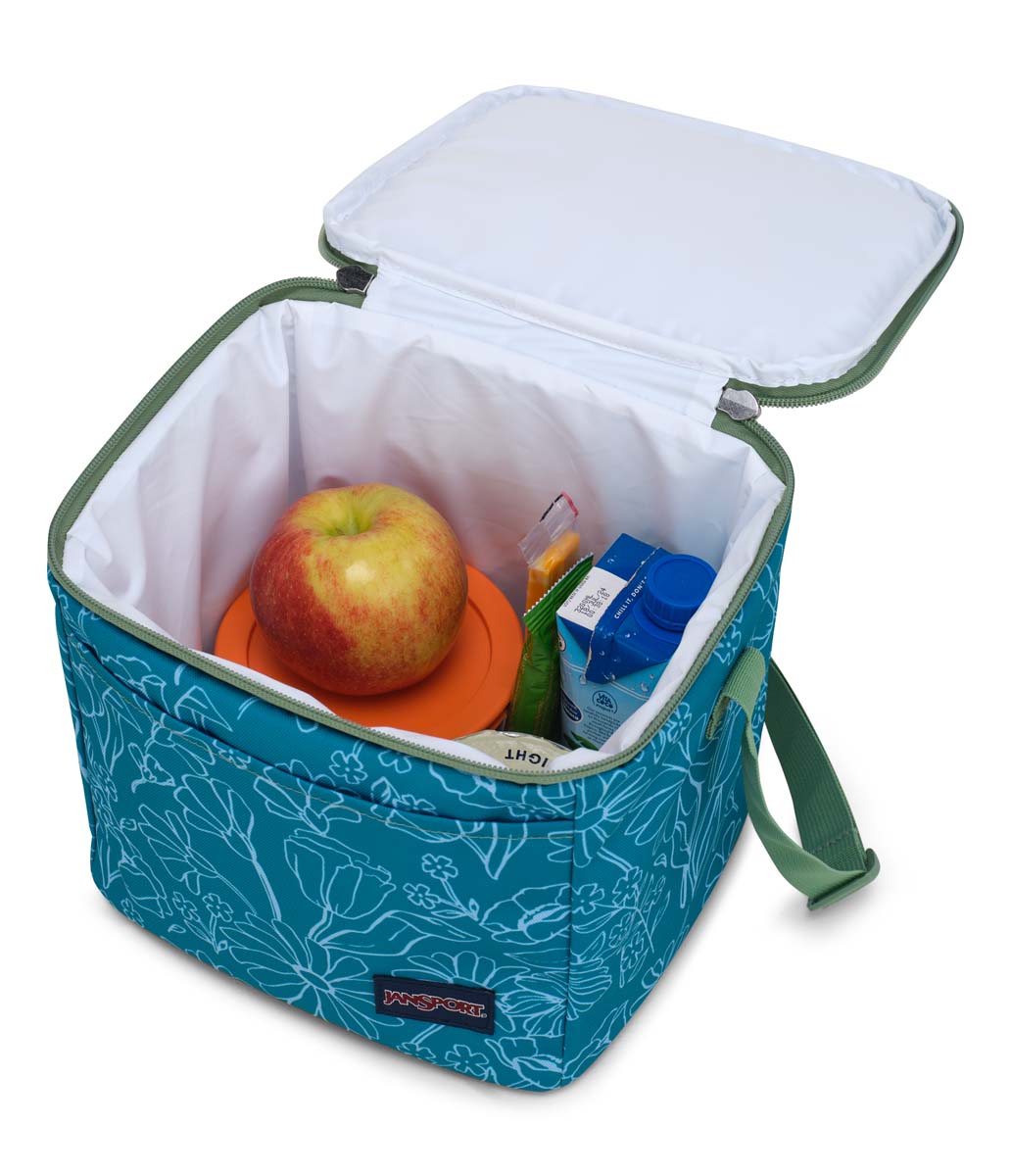 JanSport Super Snack Lunch Bag - Delightful Daisies Green