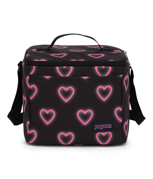 JanSport Super Snack Lunch Bag - Happy Hearts Black