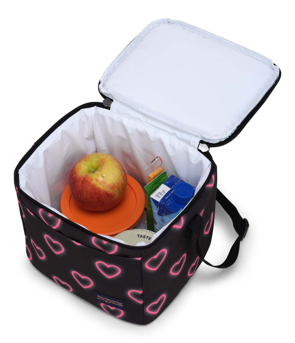 JanSport Super Snack Lunch Bag - Happy Hearts Black