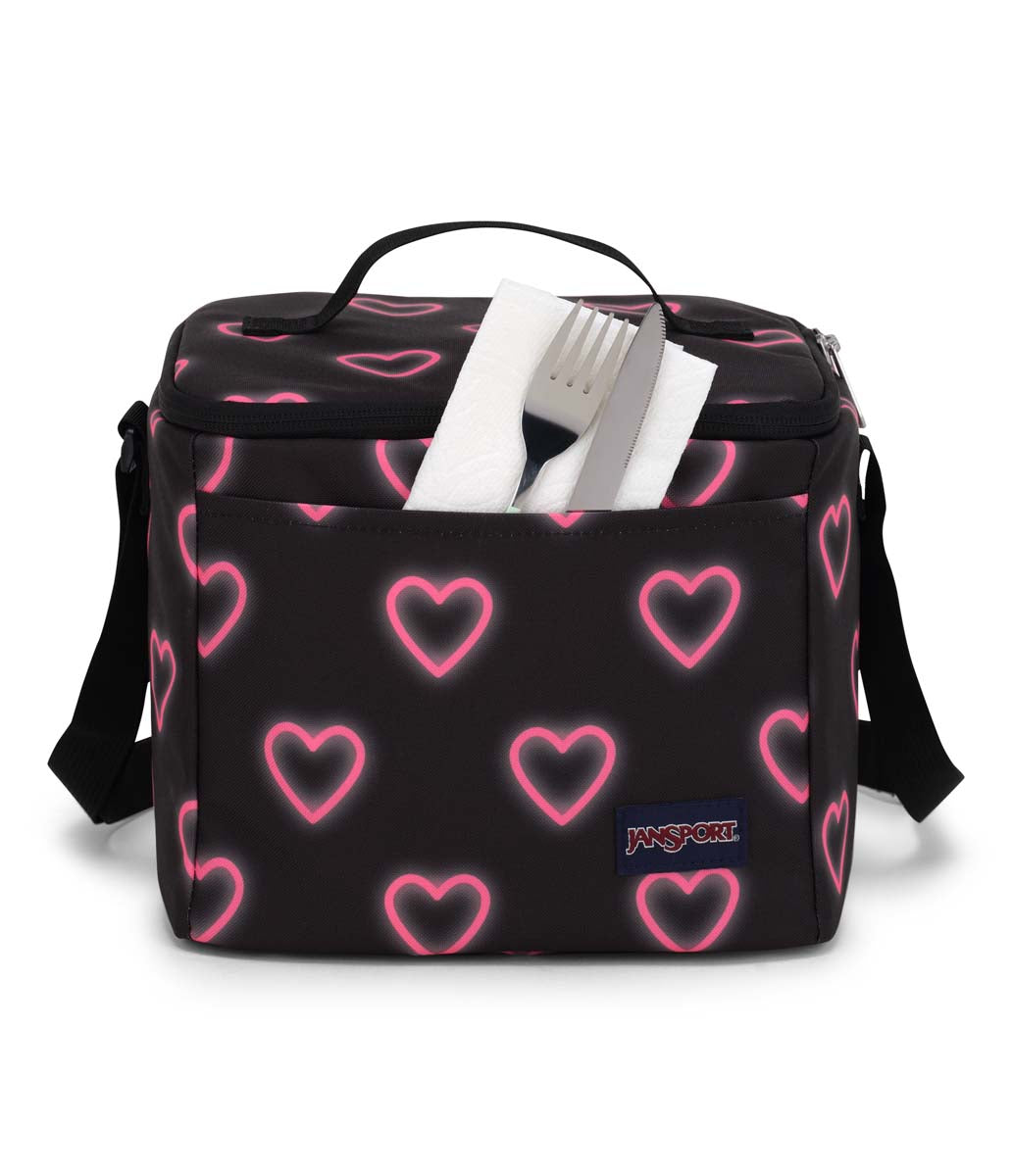 JanSport Super Snack Lunch Bag - Happy Hearts Black