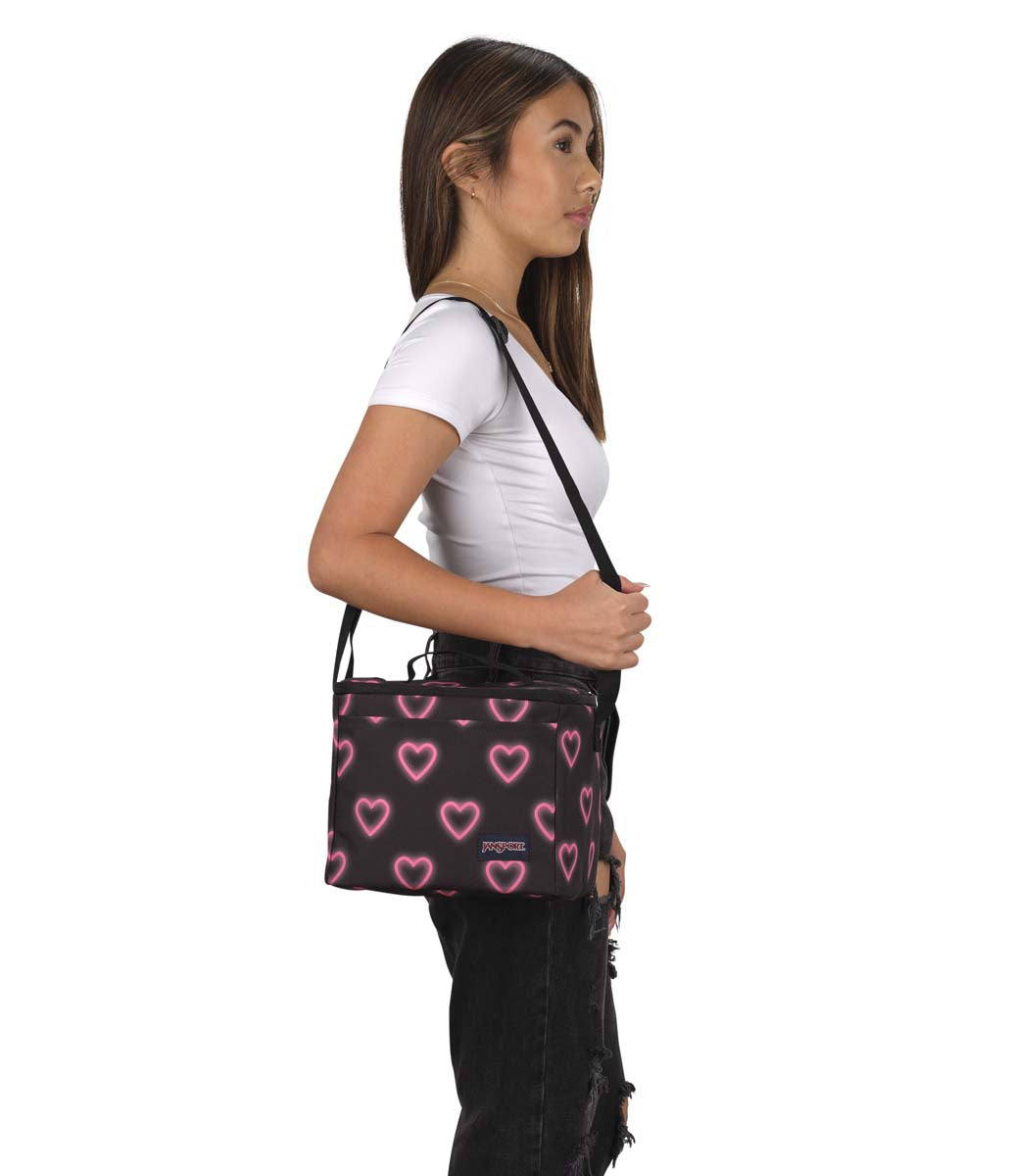 JanSport Super Snack Lunch Bag - Happy Hearts Black