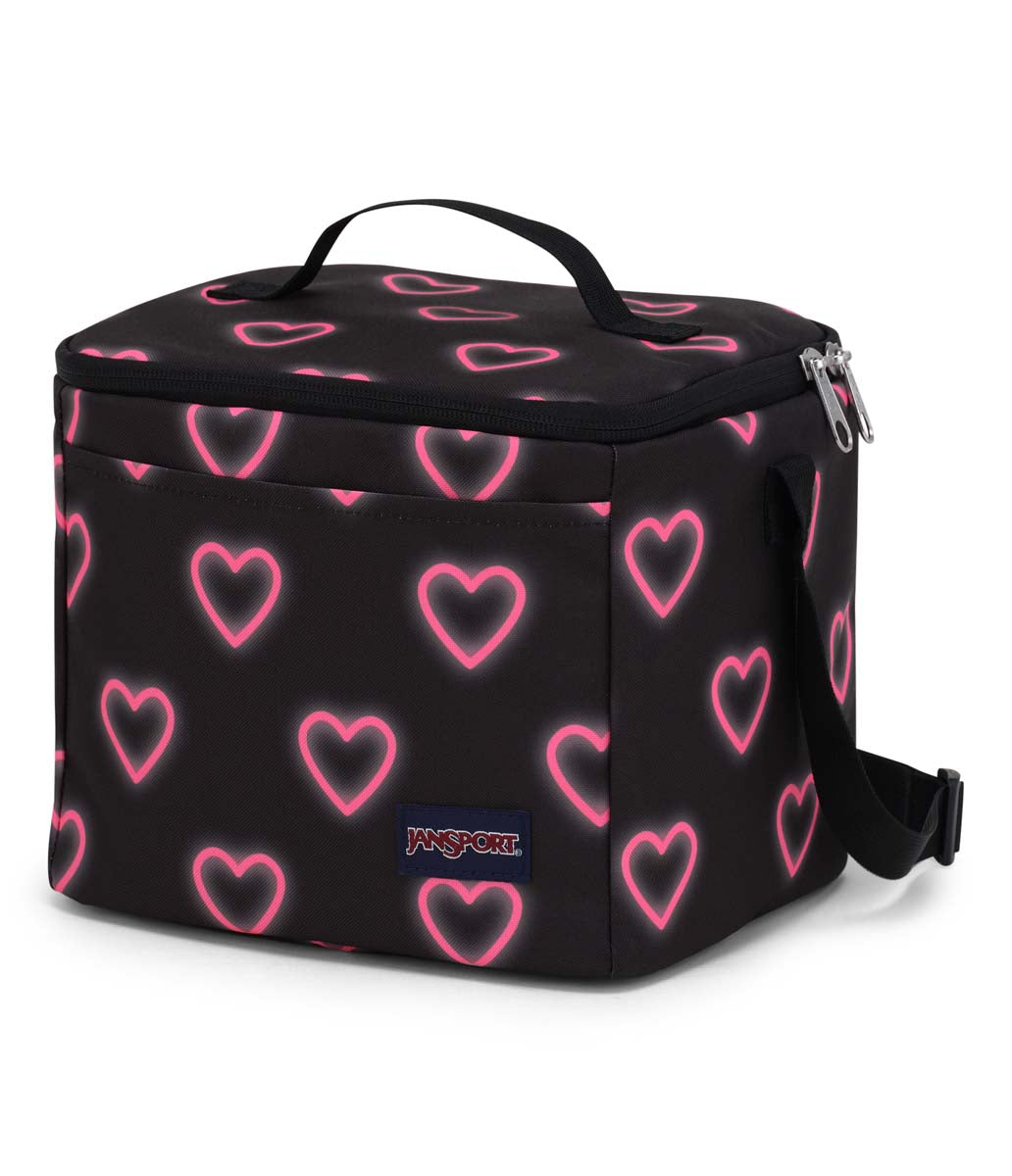 JanSport Super Snack Lunch Bag - Happy Hearts Black