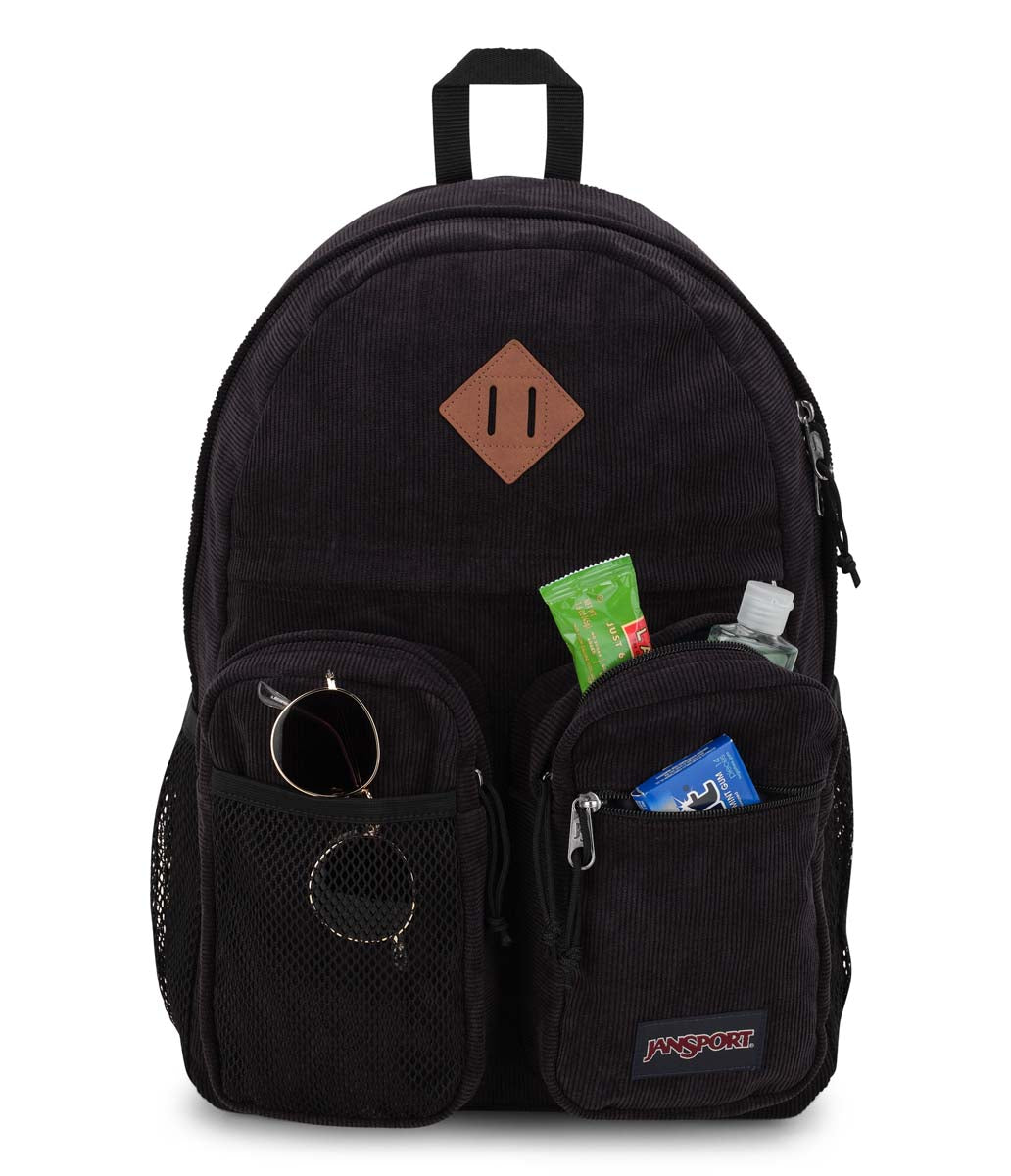 Black corduroy jansport backpack sale