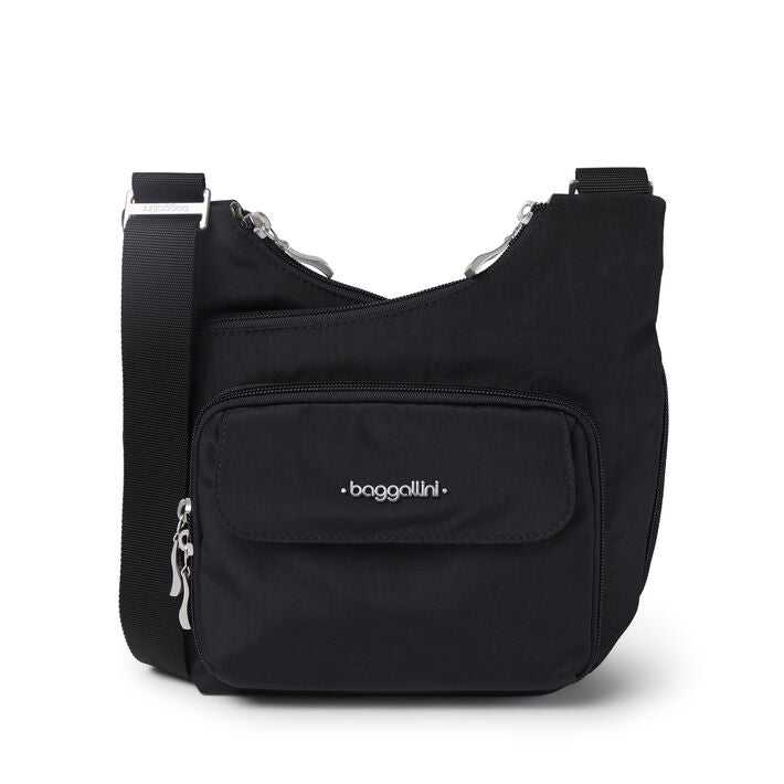 Baggallini Criss Cross Crossbody - Black With Sand Lining