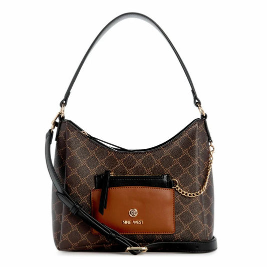 Nine West Maverick Top Zip Shoulder Bag - Brown/Black