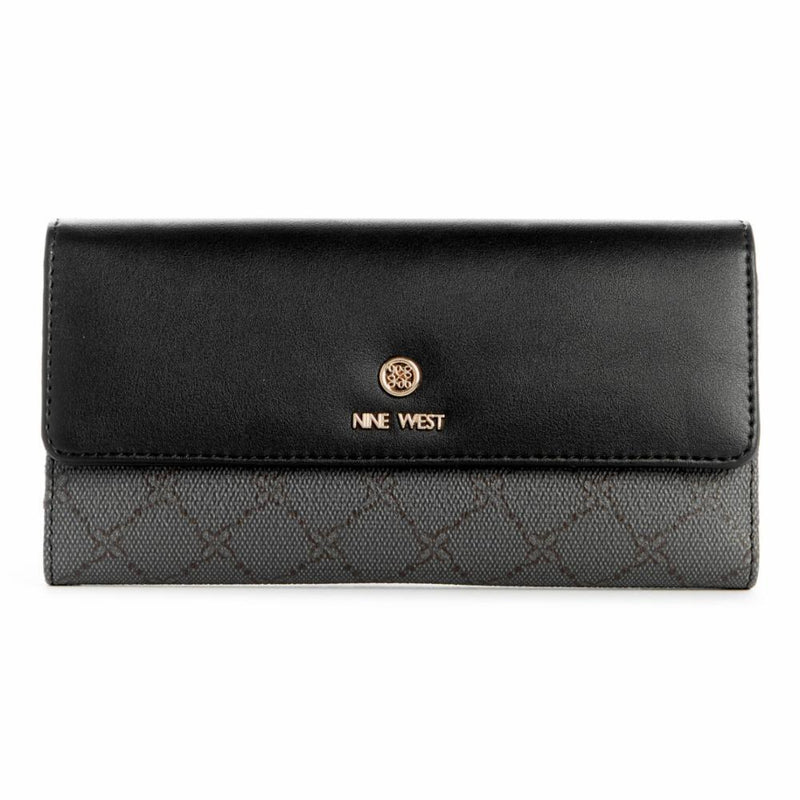 Nine West Lockup 9 SLG Check Wallet - Onyx Logo