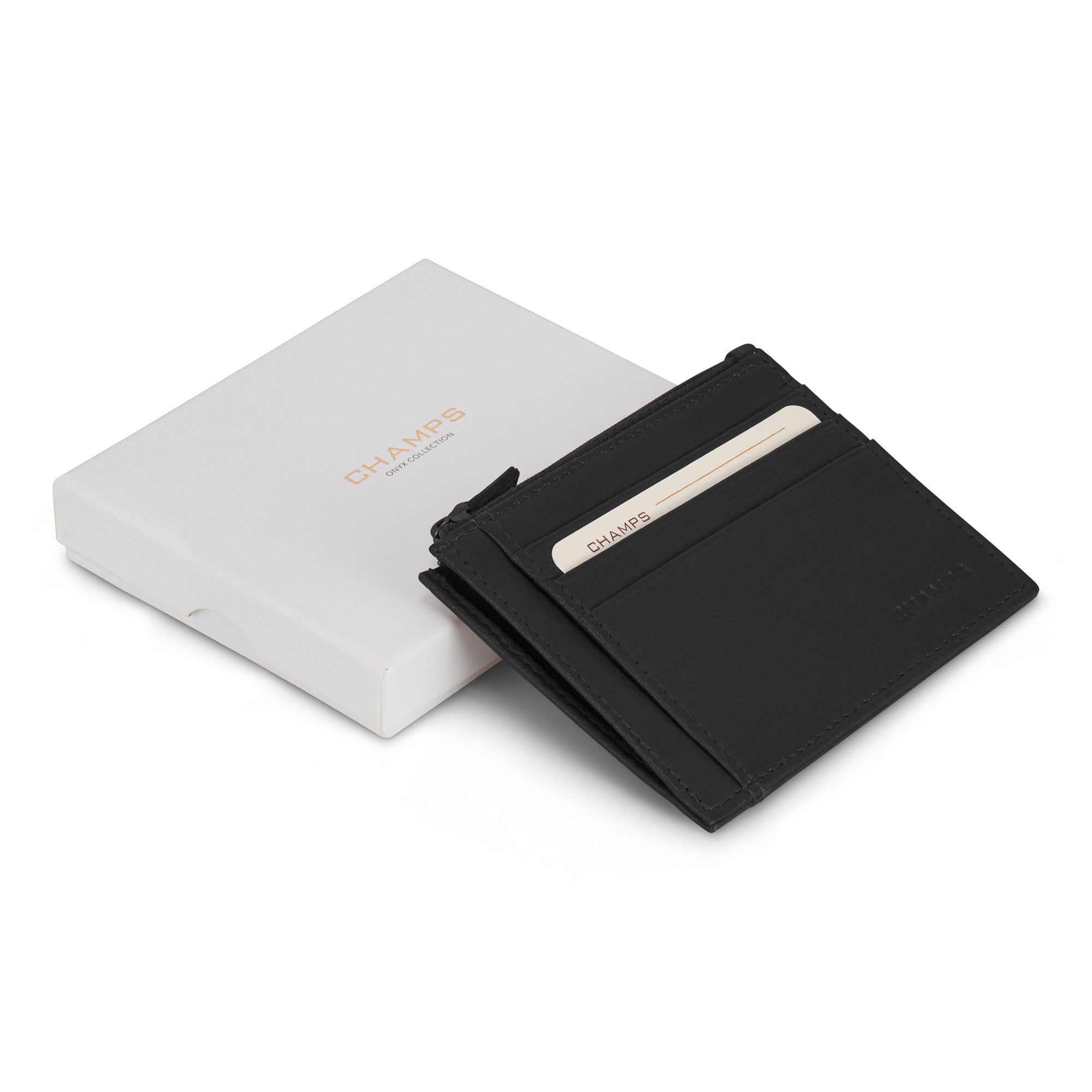 Champs Onyx / Leather Zip Card Case