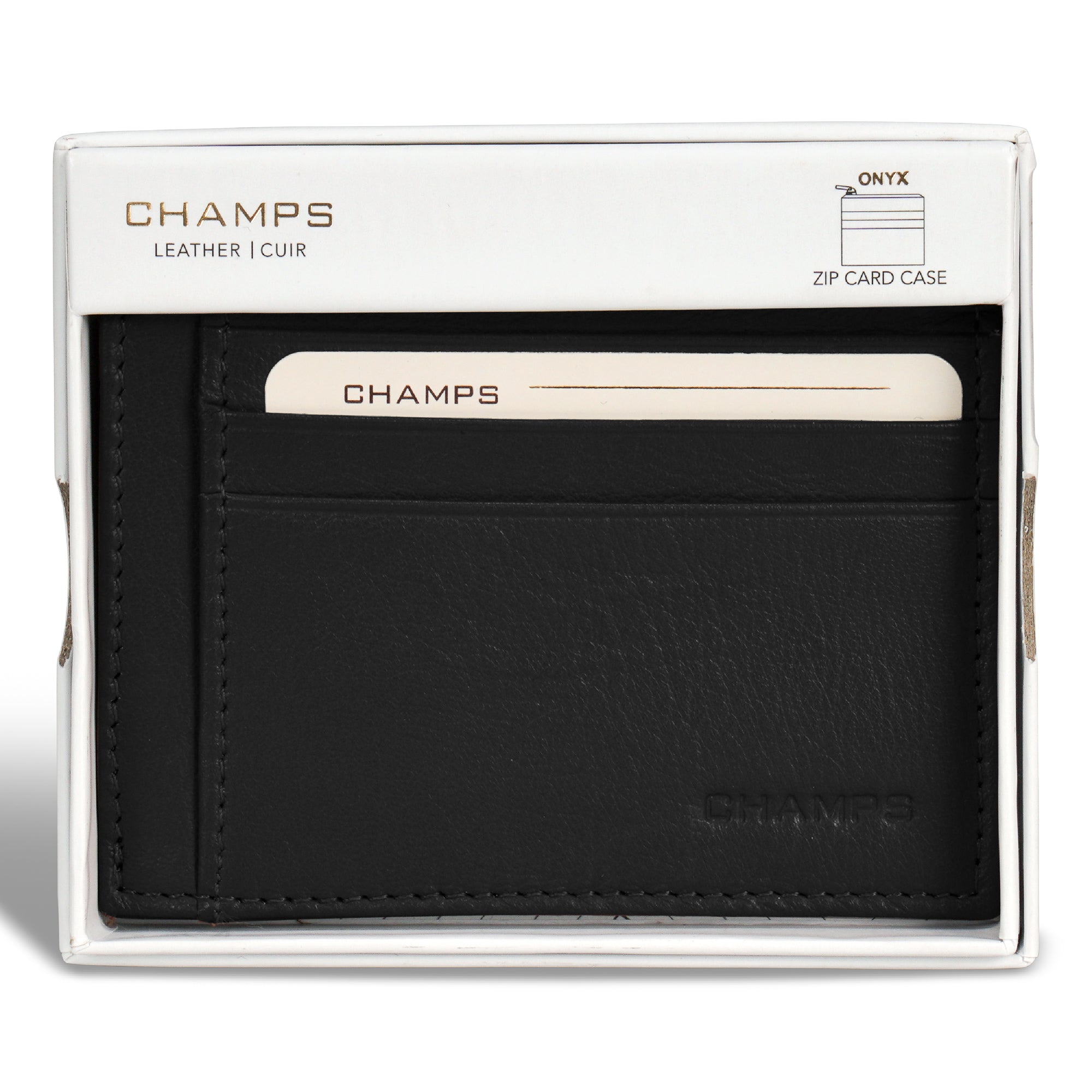Champs Onyx / Leather Zip Card Case