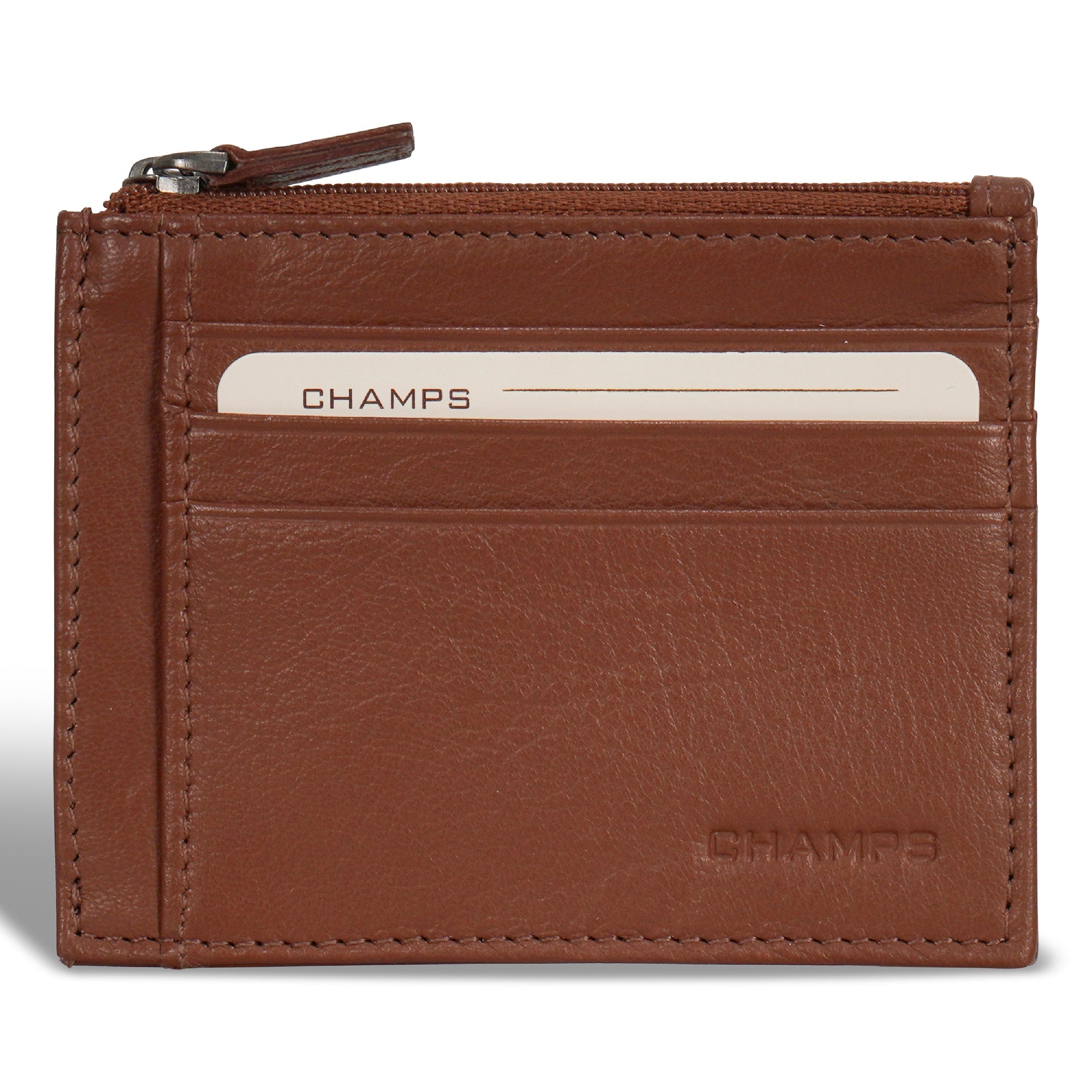 Champs Onyx / Leather Zip Card Case