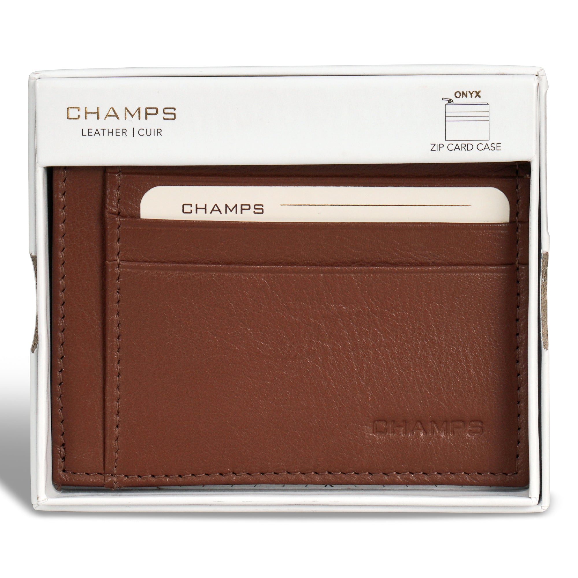 Champs Onyx / Leather Zip Card Case