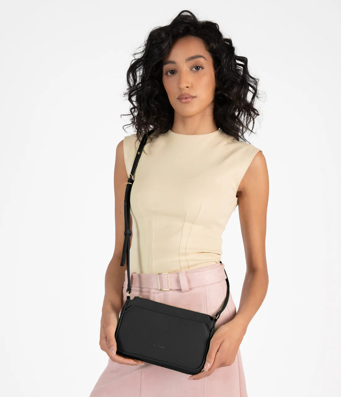 Matt & Mat Ivy Slim Vegan Crossbody Bag Grain - Black
