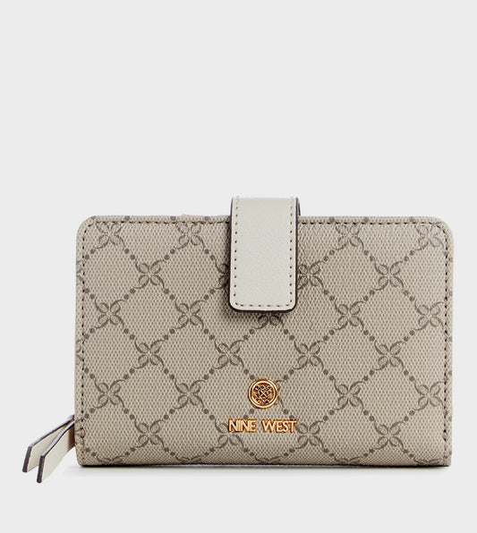 Nine West Lookup 9 SLG French Wallet - Beige Logo/ Milk