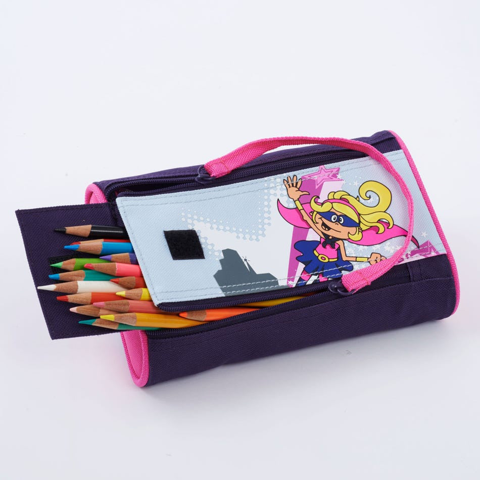 Louis Garneau Pencil Case, 2 Zippers -Superhero