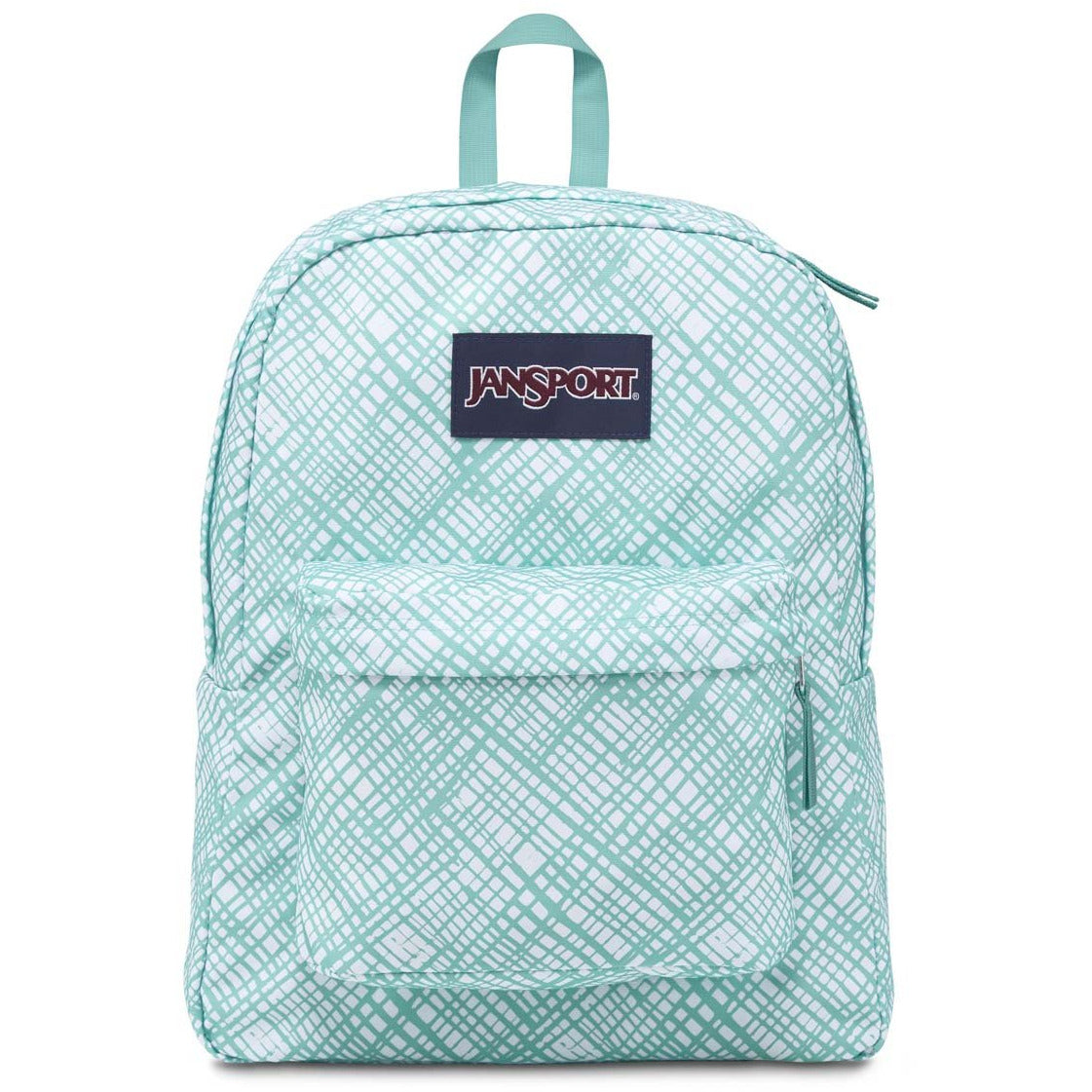 JanSport SuperBreak Backpack - Aqua Dash Jagged Plaid