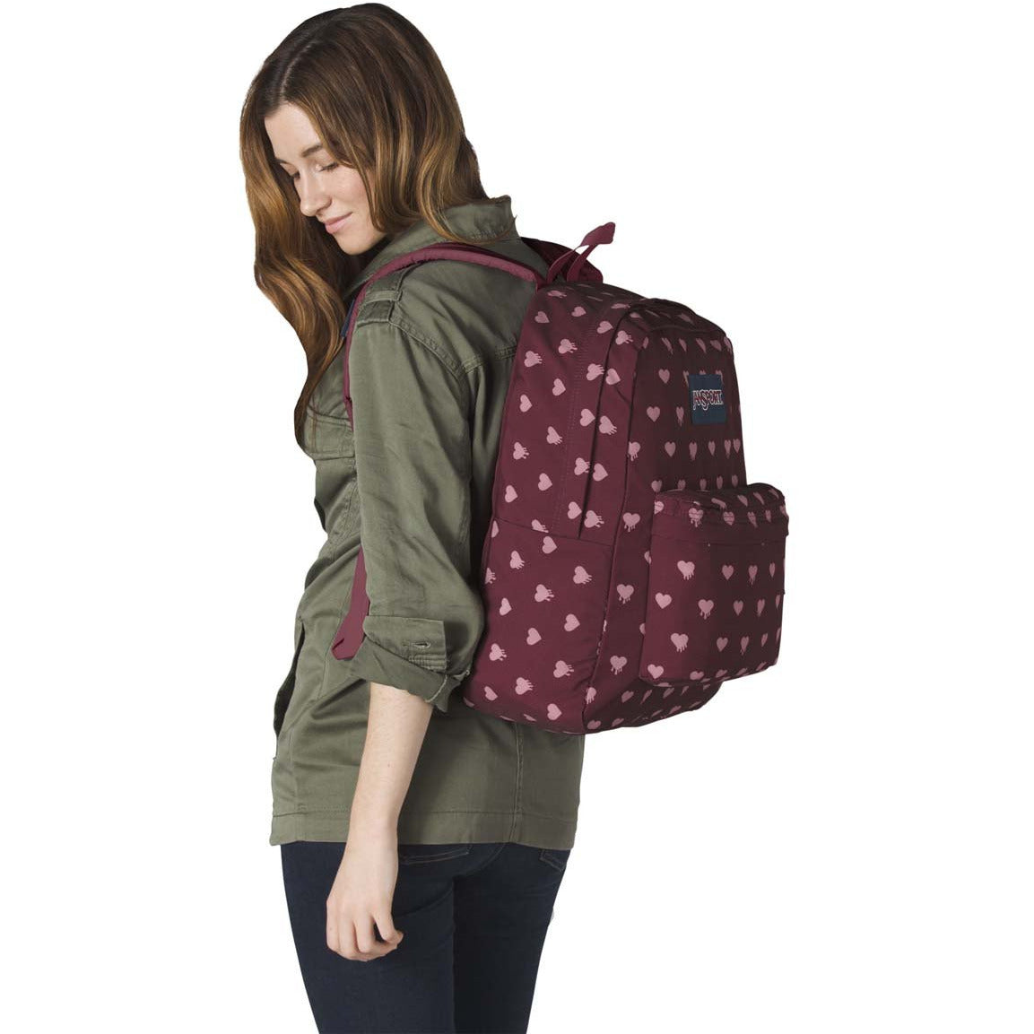 JanSport SuperBreak Backpack - Russet Red Bleeding Hearts