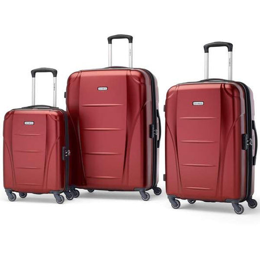 Samsonite Winfield NXT Ensemble de 3 valises rigides extensibles à roulettes - Rouge foncé