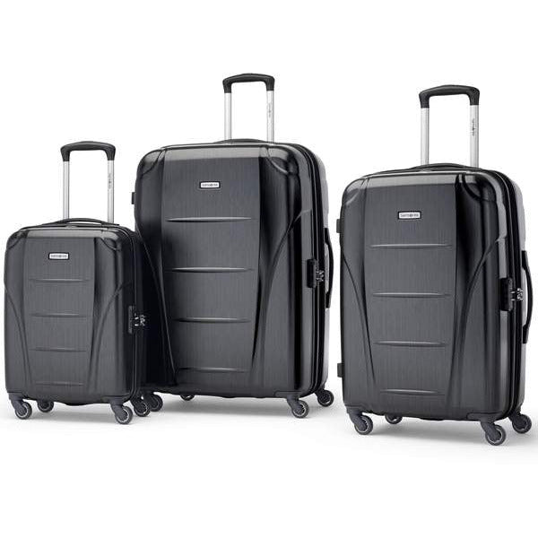 Samsonite Winfield NXT Ensemble de 3 valises rigides extensibles à roulettes - Noir brossé