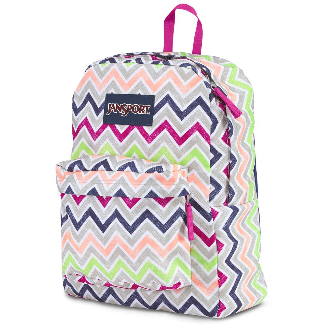 JanSport SuperBreak Backpack - Cyber Pink Summer Chevron